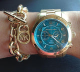 Buy Shop Michael Kors Runway Stop Hunger Blue Dial Gold Steel Strap Watch for Men - MK8315 USA Online