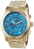 Buy Shop Michael Kors Runway Stop Hunger Blue Dial Gold Steel Strap Watch for Men - MK8315 USA Online