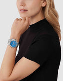 Buy Shop Michael Kors Runway Stop Hunger Blue Dial Silver Steel Strap Watch for Women - MK7427 USA Online