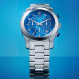 Buy Shop Michael Kors Runway Stop Hunger Blue Dial Silver Steel Strap Watch for Women - MK7427 USA Online
