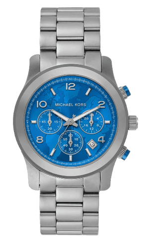 Buy Shop Michael Kors Runway Stop Hunger Blue Dial Silver Steel Strap Watch for Women - MK7427 USA Online