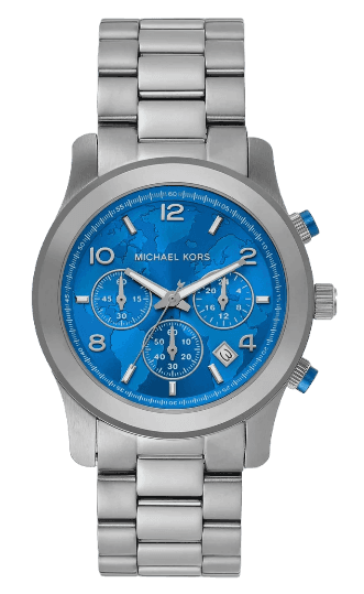 Buy Shop Michael Kors Runway Stop Hunger Blue Dial Silver Steel Strap Watch for Women - MK7427 USA Online