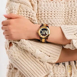 Buy Shop Michael Kors Runway Three-Hand Brown Dial Two Tone Steel Strap Watch for Women - MK7354 USA Online