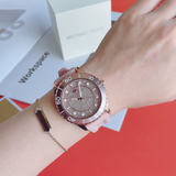 Buy Shop Michael Kors Runway Three Hand Crystal Pave Dial Pink Rubber Strap Watch For Women - MK6854 USA Online