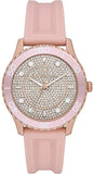 Buy Shop Michael Kors Runway Three Hand Crystal Pave Dial Pink Rubber Strap Watch For Women - MK6854 USA Online