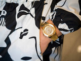 Buy Shop Michael Kors Runway Three-Hand Gold Dial Gold Steel Strap Watch For Women - MK6911 USA Online