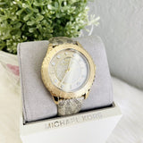 Buy Shop Michael Kors Runway Three Hand Quartz Gold Dial Brown Leather Strap Watch For Women - MK6999 USA Online