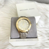 Buy Shop Michael Kors Runway Three Hand Quartz Gold Dial Brown Leather Strap Watch For Women - MK6999 USA Online