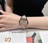 Buy Shop Michael Kors Runway Three Hand Quartz Gold Dial Brown Leather Strap Watch For Women - MK6999 USA Online