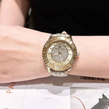 Buy Shop Michael Kors Runway Three Hand Quartz Gold Dial Brown Leather Strap Watch For Women - MK6999 USA Online