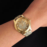 Buy Shop Michael Kors Runway Three Hand Quartz Gold Dial Brown Leather Strap Watch For Women - MK6999 USA Online