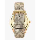 Buy Shop Michael Kors Runway Three Hand Quartz Gold Dial Brown Leather Strap Watch For Women - MK6999 USA Online