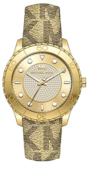 Buy Shop Michael Kors Runway Three Hand Quartz Gold Dial Brown Leather Strap Watch For Women - MK6999 USA Online