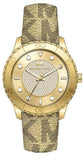 Buy Shop Michael Kors Runway Three Hand Quartz Gold Dial Brown Leather Strap Watch For Women - MK6999 USA Online