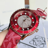 Buy Shop Michael Kors Runway Three-Hand Quartz Red Dial Red Leather Strap Watch For Women - MK7179 USA Online