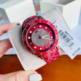 Buy Shop Michael Kors Runway Three-Hand Quartz Red Dial Red Leather Strap Watch For Women - MK7179 USA Online
