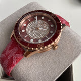 Buy Shop Michael Kors Runway Three-Hand Quartz Red Dial Red Leather Strap Watch For Women - MK7179 USA Online