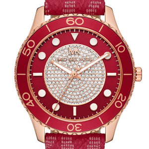 Buy Shop Michael Kors Runway Three-Hand Quartz Red Dial Red Leather Strap Watch For Women - MK7179 USA Online