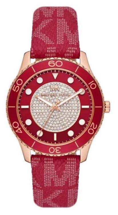 Buy Shop Michael Kors Runway Three-Hand Quartz Red Dial Red Leather Strap Watch For Women - MK7179 USA Online