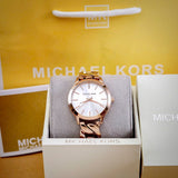 Buy Shop Michael Kors Runway Three-Hand Silver Dial Rose Gold Steel Strap Watch for Women - MK7473 USA Online
