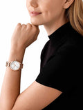 Buy Shop Michael Kors Runway Three-Hand Silver Dial Rose Gold Steel Strap Watch for Women - MK7473 USA Online