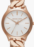Buy Shop Michael Kors Runway Three-Hand Silver Dial Rose Gold Steel Strap Watch for Women - MK7473 USA Online
