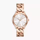 Buy Shop Michael Kors Runway Three-Hand Silver Dial Rose Gold Steel Strap Watch for Women - MK7473 USA Online