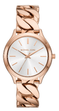 Buy Shop Michael Kors Runway Three-Hand Silver Dial Rose Gold Steel Strap Watch for Women - MK7473 USA Online