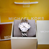 Buy Shop Michael Kors Runway Three-Hand Silver Dial Silver Steel Strap Watch for Women - MK7474 USA Online