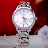Buy Shop Michael Kors Runway Three-Hand Silver Dial Silver Steel Strap Watch for Women - MK7474 USA Online