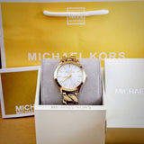 Buy Shop Michael Kors Runway Three-Hand White Dial Gold Steel Strap Watch for Women - MK7472 USA Online
