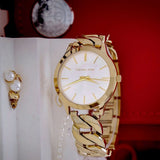 Buy Shop Michael Kors Runway Three-Hand White Dial Gold Steel Strap Watch for Women - MK7472 USA Online