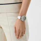 Buy Shop Michael Kors Runway Three Hand White Dial White Leather Strap Watch For Women - MK6998 USA Online