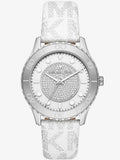 Buy Shop Michael Kors Runway Three Hand White Dial White Leather Strap Watch For Women - MK6998 USA Online