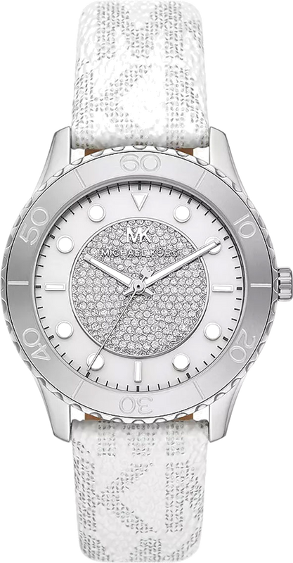 Buy Shop Michael Kors Runway Three Hand White Dial White Leather Strap Watch For Women - MK6998 USA Online