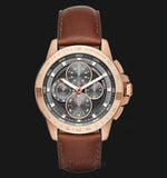 Buy Shop Michael Kors Ryker Analog Gray Dial Brown Leather Strap Watch For Men - MK8519 USA Online