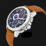 Buy Shop Michael Kors Ryker Chronograph Analog Blue Dial Brown Leather Strap Watch For Men - MK8518 USA Online