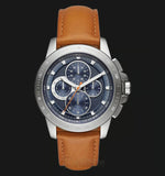 Buy Shop Michael Kors Ryker Chronograph Analog Blue Dial Brown Leather Strap Watch For Men - MK8518 USA Online
