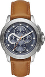 Buy Shop Michael Kors Ryker Chronograph Analog Blue Dial Brown Leather Strap Watch For Men - MK8518 USA Online