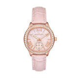Buy Shop Michael Kors Sage Three-Hand Mother of Pearl Pink Dial Pink Leather Strap Watch for Women - MK4820 USA Online