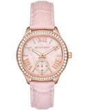 Buy Shop Michael Kors Sage Three-Hand Mother of Pearl Pink Dial Pink Leather Strap Watch for Women - MK4820 USA Online