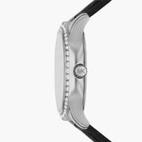 Buy Shop Michael Kors Sage Three-Hand Mother of Pearl White Dial Black Leather Strap Watch for Women - MK4821 USA Online