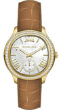 Buy Shop Michael Kors Sage Three-Hand Mother of Pearl White Dial Brown Leather Strap Watch for Women - MK4819 USA Online