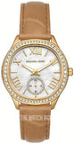 Buy Shop Michael Kors Sage Three-Hand Mother of Pearl White Dial Brown Leather Strap Watch for Women - MK4819 USA Online