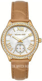 Buy Shop Michael Kors Sage Three-Hand Mother of Pearl White Dial Brown Leather Strap Watch for Women - MK4819 USA Online