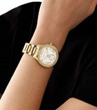 Buy Shop Michael Kors Sage Three-Hand Mother of Pearl White Dial Gold Steel Strap Watch for Women - MK4805 USA Online
