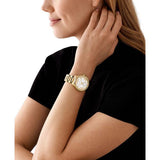 Buy Shop Michael Kors Sage Three-Hand Mother of Pearl White Dial Gold Steel Strap Watch for Women - MK4805 USA Online