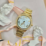Buy Shop Michael Kors Sage Three-Hand Mother of Pearl White Dial Gold Steel Strap Watch for Women - MK4805 USA Online