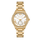 Buy Shop Michael Kors Sage Three-Hand Mother of Pearl White Dial Gold Steel Strap Watch for Women - MK4805 USA Online