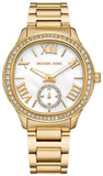 Buy Shop Michael Kors Sage Three-Hand Mother of Pearl White Dial Gold Steel Strap Watch for Women - MK4805 USA Online
